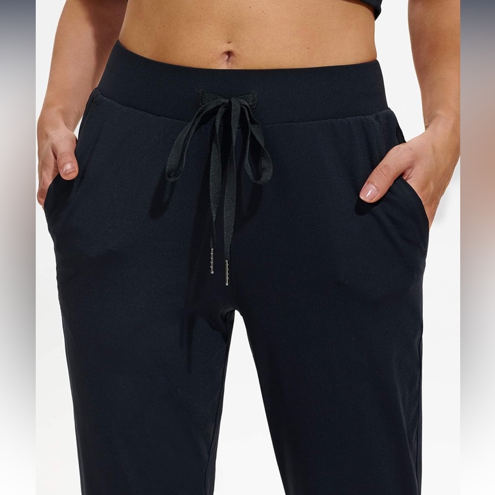 Black Joggers Pants with Pockets and Tie-Medium